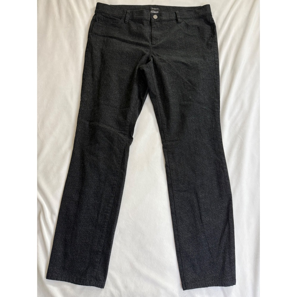 Ann Taylor Modern Fit Black White Speckled Dot Straight Leg Pants Womens 14